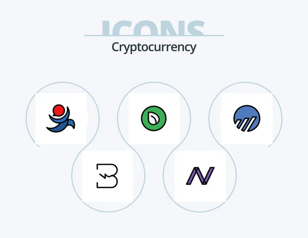 Cryptocurrency Line Filled Icon Pack Icon Design Coin Crypto Crypto — Wektor stockowy