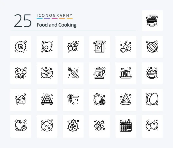 Food Line Icon Pack Including Food Berry Berry Milk Canned — Stockvektor