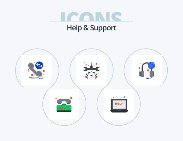Help Support Flat Icon Pack Icon Design World Services Call — Wektor stockowy