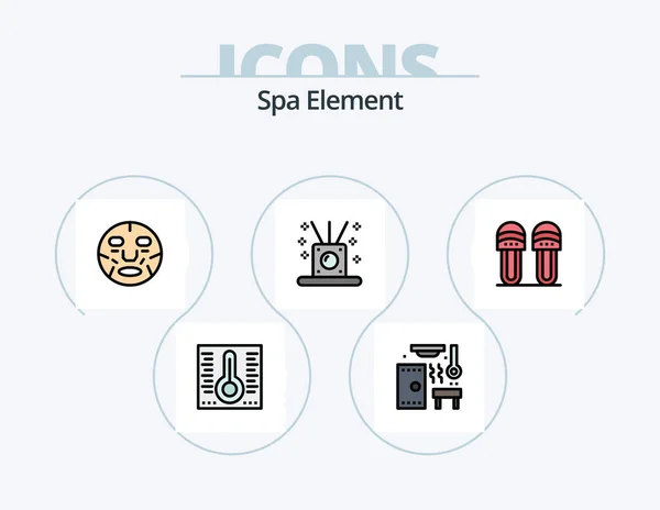 Spa Element Hattı Simge Paketi Simge Tasarımı Kozmetik Kaplıca Mum — Stok Vektör