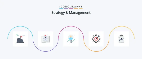 Strategy Management Flat Icon Pack Including Gear Configure Marketing Success — 图库矢量图片