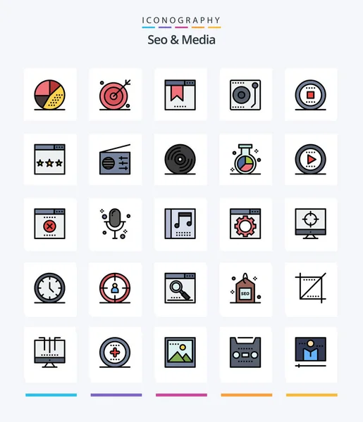 Creative Seo Media Line Filled Icon Pack Engine Stop Website — Vector de stock