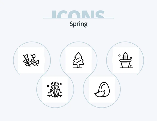 Spring Line Icon Pack Icon Design Arbre Pin Nature Nature — Image vectorielle