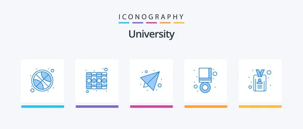 University Blue Icon Pack Including Success Send Medal Achieve Creative — Stock Vector