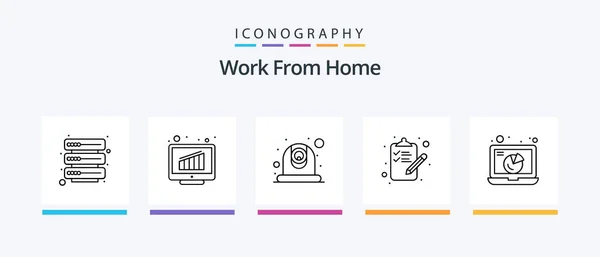 Work Home Line Icon Pack Včetně Online Zprávu Sítě Smartphone — Stockový vektor