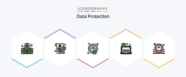 Proteção Dados Filledline Icon Pack Including Dedicado Conformidade Endereço Segurança — Vetor de Stock