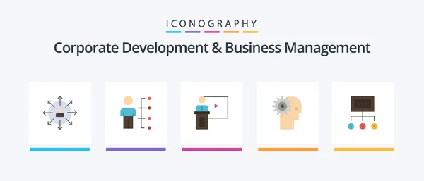 Corporate Development Business Management Flat Icon Pack Including Room Event — Stockvektor