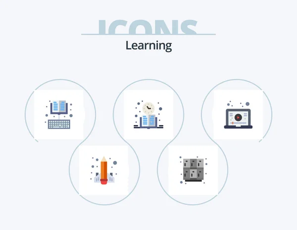 Learning Flat Icon Pack Icon Design Learning Book Open Learning — Archivo Imágenes Vectoriales