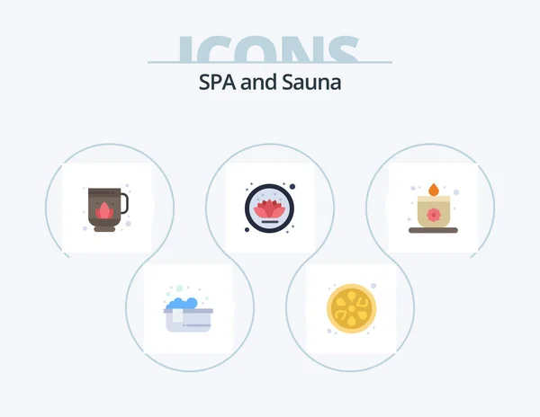 Sauna Flat Icon Pack Icon Design Lotus Sauna Sauna Plant — Stock Vector