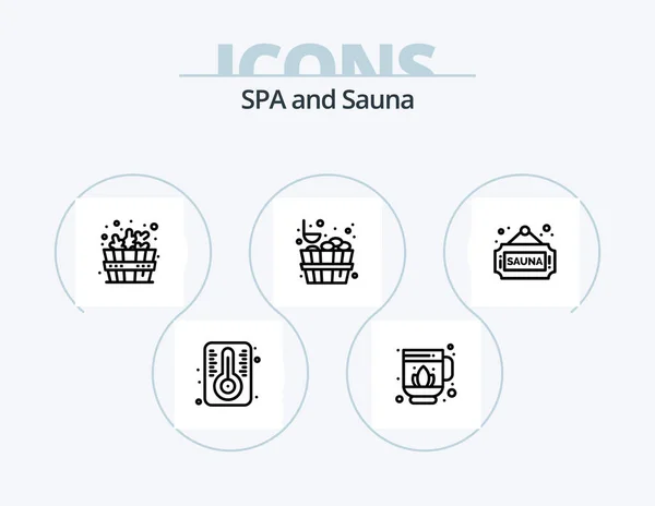 Sauna Line Icon Pack Icon Design Květina Minomet — Stockový vektor