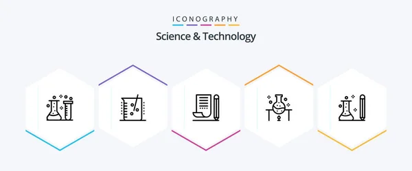 Science Technology Line Icon Pack Including Knowledge Education Notepad Science — 图库矢量图片