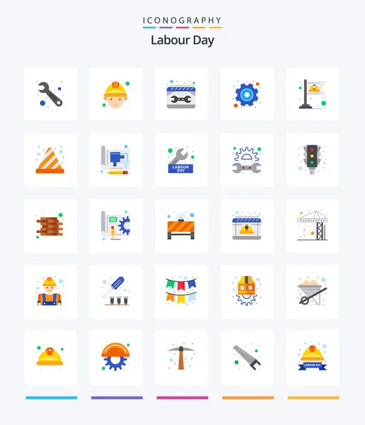 Creative Labour Day Flat Icon Pack Labor Communist Maintenance Labour — Stock vektor