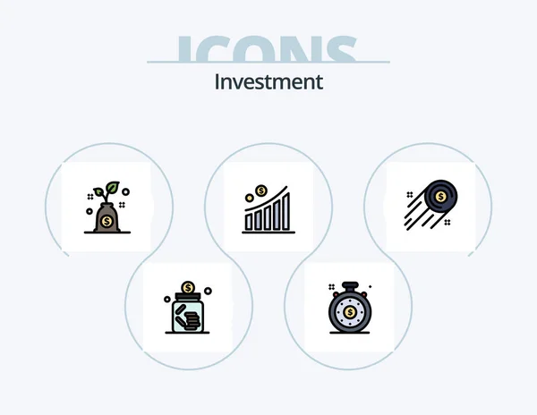 Investment Line Filled Icon Pack Icon Design Book Value Tree — Stockvektor