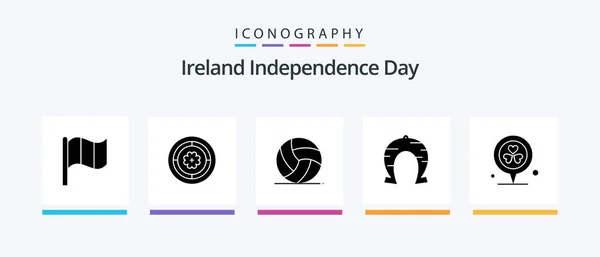Ireland Independence Day Glyph Icon Pack Including Location Patricks Ireland — Stock Vector