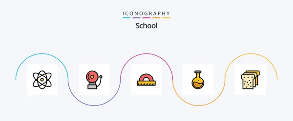School Line Filled Flat Icon Pack Including Food Education Drawing — Archivo Imágenes Vectoriales