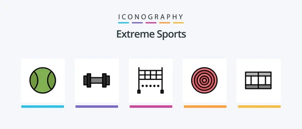 Sportlijn Gevuld Icoon Pack Inclusief Sport Sport Creatieve Pictogrammen Ontwerp — Stockvector