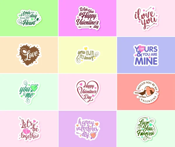 Valentine Day Graphics Stickers Share Your Love Affection — Stock vektor