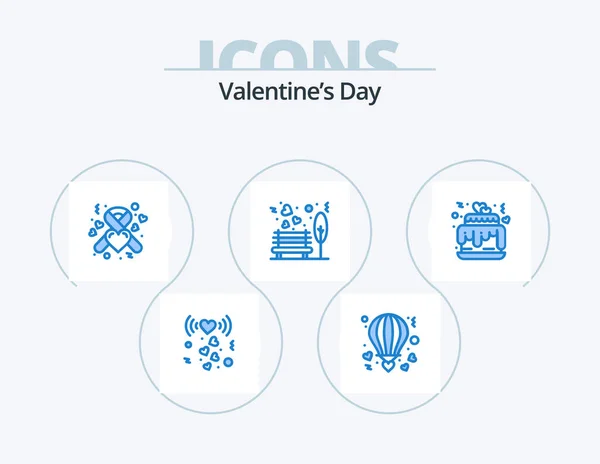 Valentines Day Blue Icon Pack Icon Design Tree Outdoor Valentine — Stock Vector
