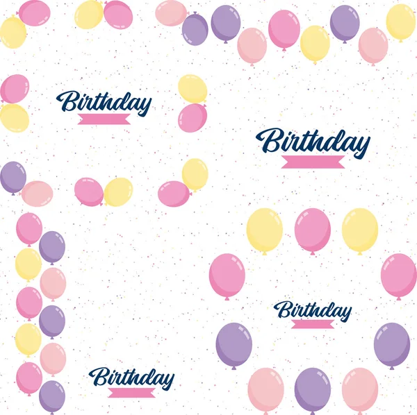 Happy Birthday Design Pastel Color Scheme Hand Drawn Cake Illustration — Stockvector