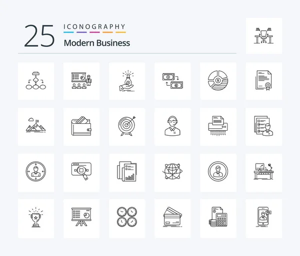 Modern Business Line Icon Pack Including Business Bag Analytics Dollar — Image vectorielle