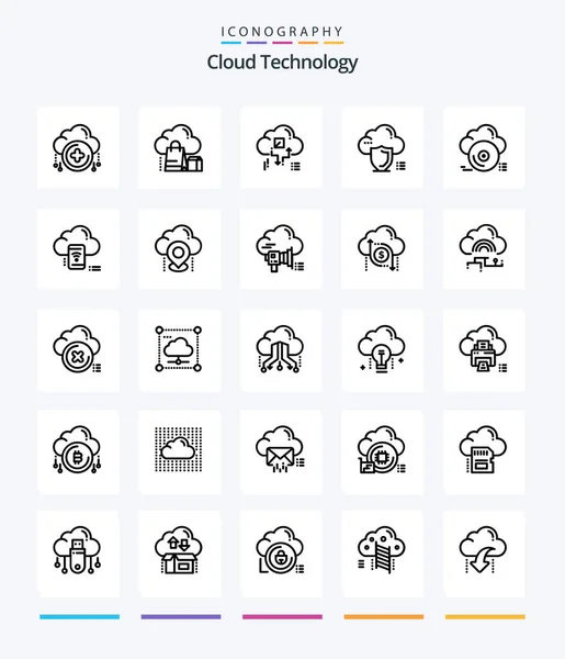 Creative Cloud Technology Outline Icon Pack Safety Secure Online Cloud — Stock Vector