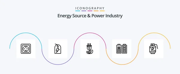 Energy Source Power Industry Line Icon Pack Including Acumulator Power — Vetor de Stock