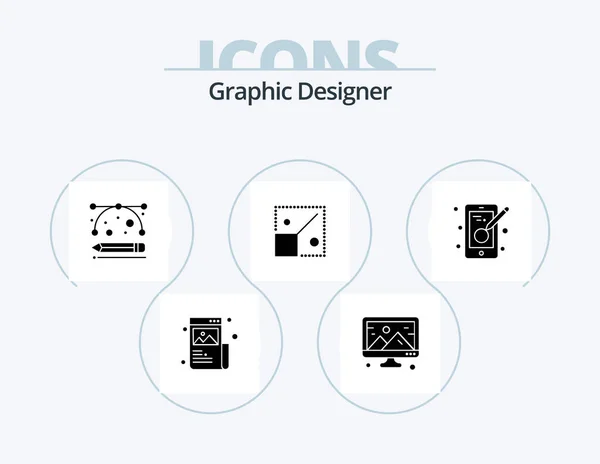 Graphiste Glyph Icon Pack Icon Design Créativité Design Design Redimensionner — Image vectorielle