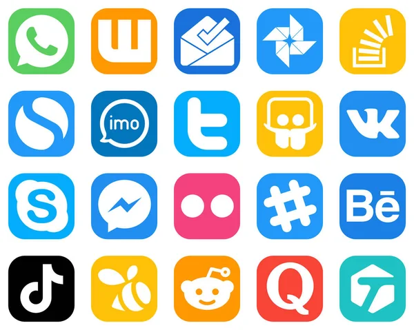 All One Social Media Icon Set Ícones Como Skype Slideshare — Vetor de Stock