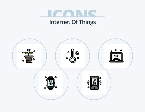 Icon Pack Icon Design Ist Mit Der Internet Things Line — Stockvektor