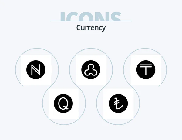 Currency Glyph Icon Pack Icon Design Tenge Cryptocurrency Blockchain — Vettoriale Stock