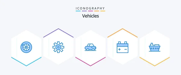 Vehicles Blue Icon Pack Including Vehicles Sea — Stok Vektör