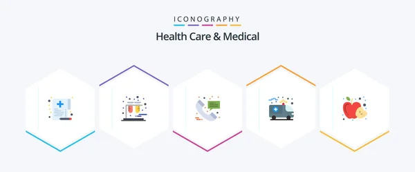 Health Care Medical Flat Icon Pack Including Food Medical Call — Stockvector