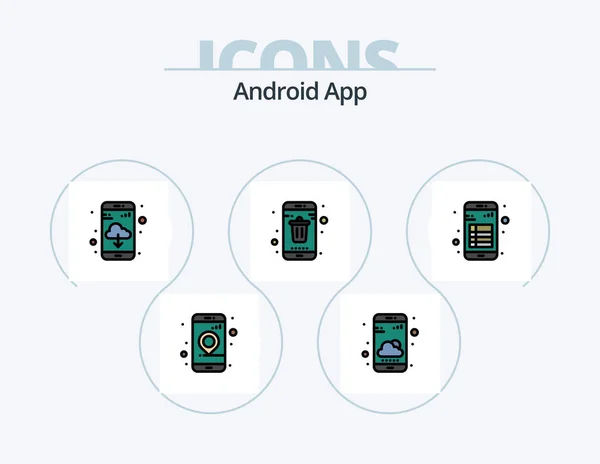 Android App Line Icona Riempita Pack Icona Design Utente Interfaccia — Vettoriale Stock