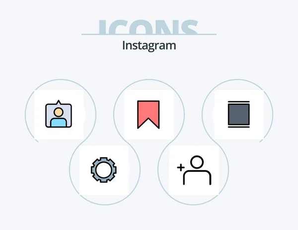 Instagramライン充填アイコンパック5アイコンデザイン そうだ ロゴだ ビデオだ ツイッターだ Instagram — ストックベクタ