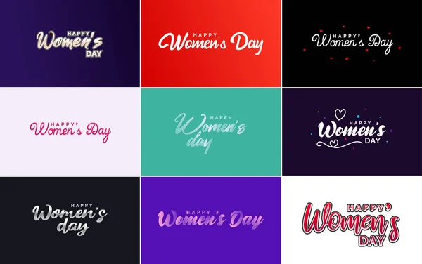 March Typographic Design Set Happy Women Day Text — Image vectorielle