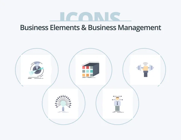 Business Elements Business Managment Icona Piatta Pack Icona Design Cubo — Vettoriale Stock