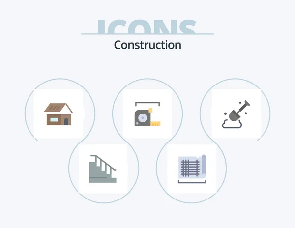 Construction Flat Icon Pack Icon Design Construction Roulette Building Meter — Stok Vektör