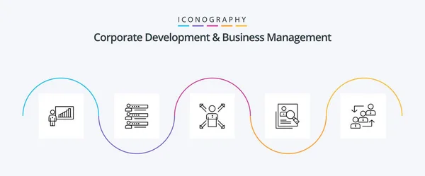 Corporate Development Business Management Line Icon Pack Including Person Employee — Vetor de Stock