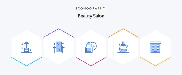 Beauty Salon Blue Icon Pack Including Fashion Beauty Mirror Skin — Stock Vector