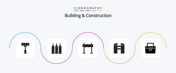 Строительство Строительство Glyph Icon Pack Including Материал Строительство Строительство Сумка — стоковый вектор