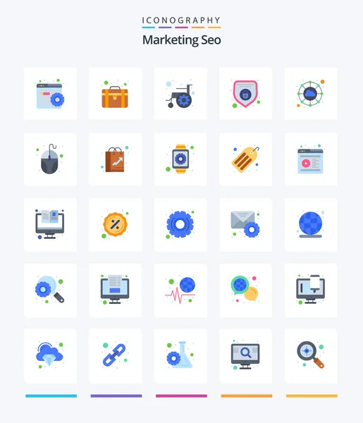 Creative Marketing Seo Flat Icon Pack Internet Security Accessibility Protection — Image vectorielle