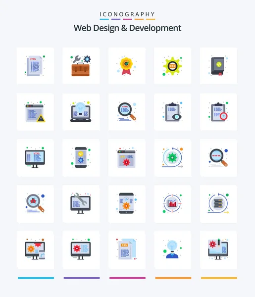 Creative Web Design Development Flat Icon Pack Bookmarks Css Gear — Stock Vector