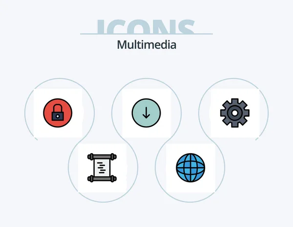 Multimedia Line Filled Icon Pack Icon Design Media Next Media — Stock Vector
