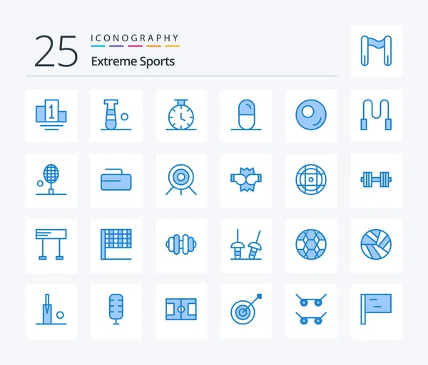 Sport Blue Color Icon Pack Including Badminton Skipping Dope Rope — Archivo Imágenes Vectoriales