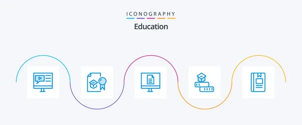 Onderwijs Blauw Pictogram Pack Inclusief Leren Onderwijs Studeren School Internet — Stockvector