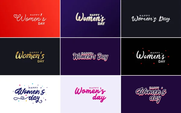 Pink Happy Women Day Typographical Design Elements International Women Day — Vetor de Stock