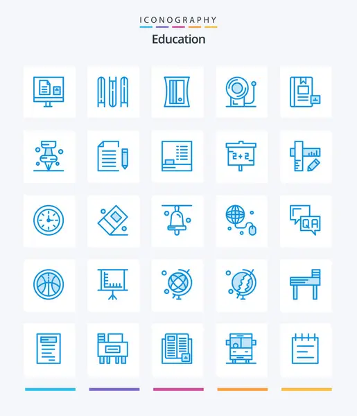 Creative Education Blue Icon Pack Book Equipment Education — Vettoriale Stock