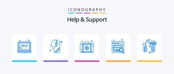 Help Ondersteuning Blue Pictogrampakket Inclusief Service Helpen Steun Centrum Geen — Stockvector