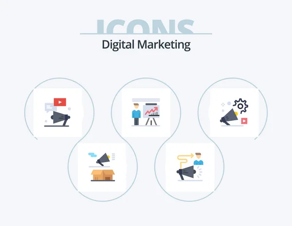 Digital Marketing Flat Icon Pack Icon Design Man Marketing User — Stock Vector