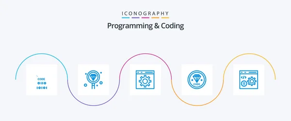 Programming Coding Blue Icon Pack Including Develop Code Programming Development — Image vectorielle